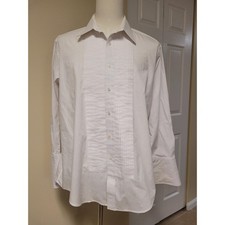 Joseph  Feiss International White Pleated Tuxedo Dress Shirt Mens 17.5 32/33