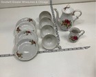 Vintage Floral Ceramic Teapot With Teacups Saucers & Creamer Dish Made In Japan — photo 1