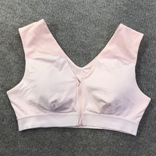 Tommie Copper Sports Bra Womens Large Pink Front Zip Shoulder Support V-Neck