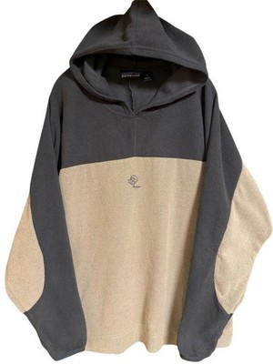 Patagonia Rhythm Lost Arrow Pullover USA Made Gray Beige Fleece Hoodie Used