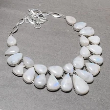 Rainbow Moonstone Pear Shape Gemstone Ethnic Gifted Jewelry Necklace 18" SR 7218