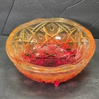 Vintage Indiana Glass Bowl Heirloom Amberina Bowl Flashed Carnival Red Orange 7"