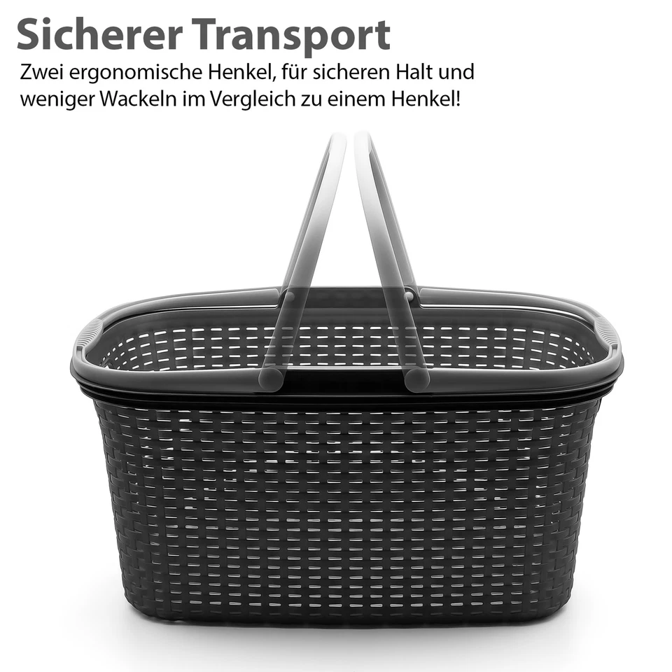 2 Stück Wäschekorb mit Henkel 35L Rattan Design Wäschewanne Made in Germany - Bild 4 von 4