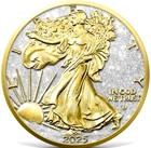 2025 American Silver Eagle Diamond Dust 24Kt Gold BU Coin- Display Box & COA