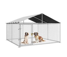 DWVO Outdoor Dog Enclosure with Roof, 10'x10' Dog Kennel Outside with Metal G...