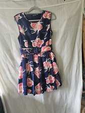 Papaya womens Occasionwear blue Floral Rose Dress with Belt  Size 14
