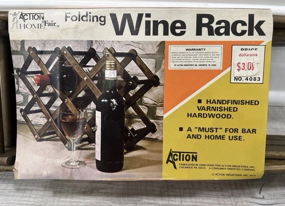 Vintage Wood Wine Rack 8 Bottle Collapsible Accordion Foldable Expandable 1976 - Image 2 of 4