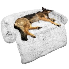 Calming Dog Bed Fluffy Plush Dog Mat for Furniture Protector with Removable W...