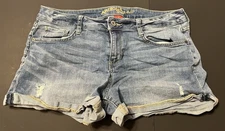 arizona jean company Blue Jean Cuffed Shorts Distressed Size 11 Juniors