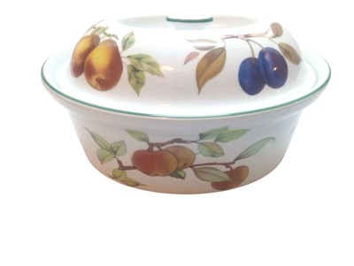Royal Worcester Evesham Vale GREEN RIM Oval Casserole Baking Dish Dutch Oven