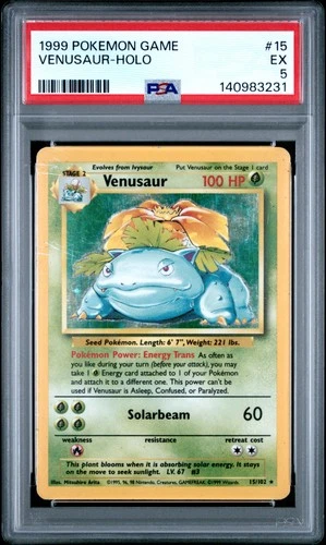 1999 POKEMON BASE SET UNLIMITED #15 VENUSAUR-HOLO PSA 5