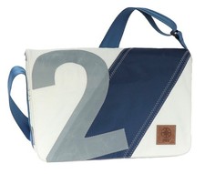 Messengerbag Barkasse Mini Weiss Blau Grau, Recycling Segeltuch