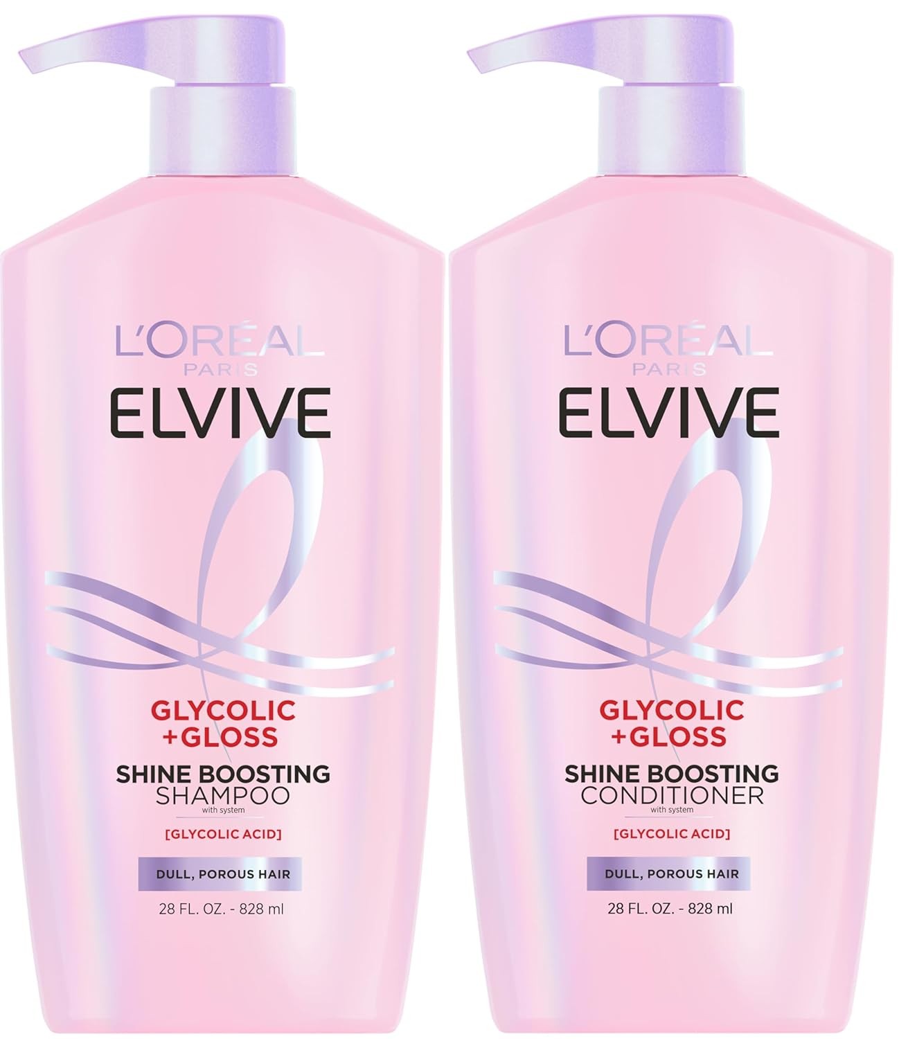 L'Oreal Paris Elvive Glycolic + Gloss Shampoo & Conditioner Set | Shine Boosting