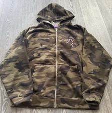 Edikted Women's Camo Oversized Full-Zip Hoodie with Pink Bow Detail Size M EUC