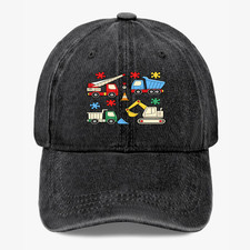 Construction Trucks Baseball Hat for Men Excavator Dump Truck Crane Dad Cap