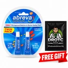 Abreva Docosanol 10% Cream, 4 g, Twin Pack + Free DR OTC Eye Wipe EXP 06/27
