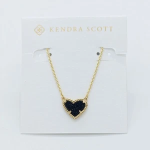 Nouveau collier d'or Kendra Scott Ari Heart en Drusy noir