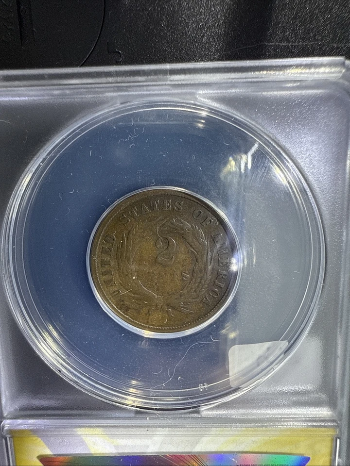 1871 2 Cent Piece ANACS F12 PCGS PRICE GUIDE VALUE $100 M419 - Image 3 of 4