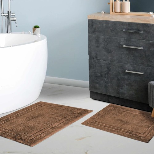 Juego de 2 alfombras de baño de algodón, suaves y absorbentes con respaldo antideslizante - Imagen 22 de 43