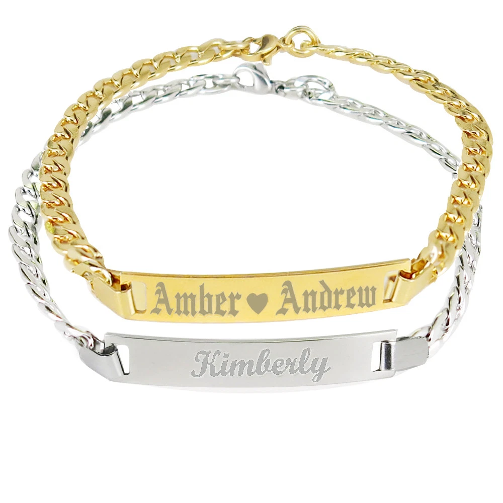 Personalized Custom Gold Plated Engraved Name Bar Bracelet Couple Gift | Bar  bracelets, Couple gifts, Jewelry gifts