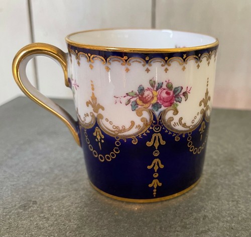 Antique Spode Copeland's China Cups & Saucers x2 Gilt Ultramarine Rosebud R3271 - Picture 4 of 12