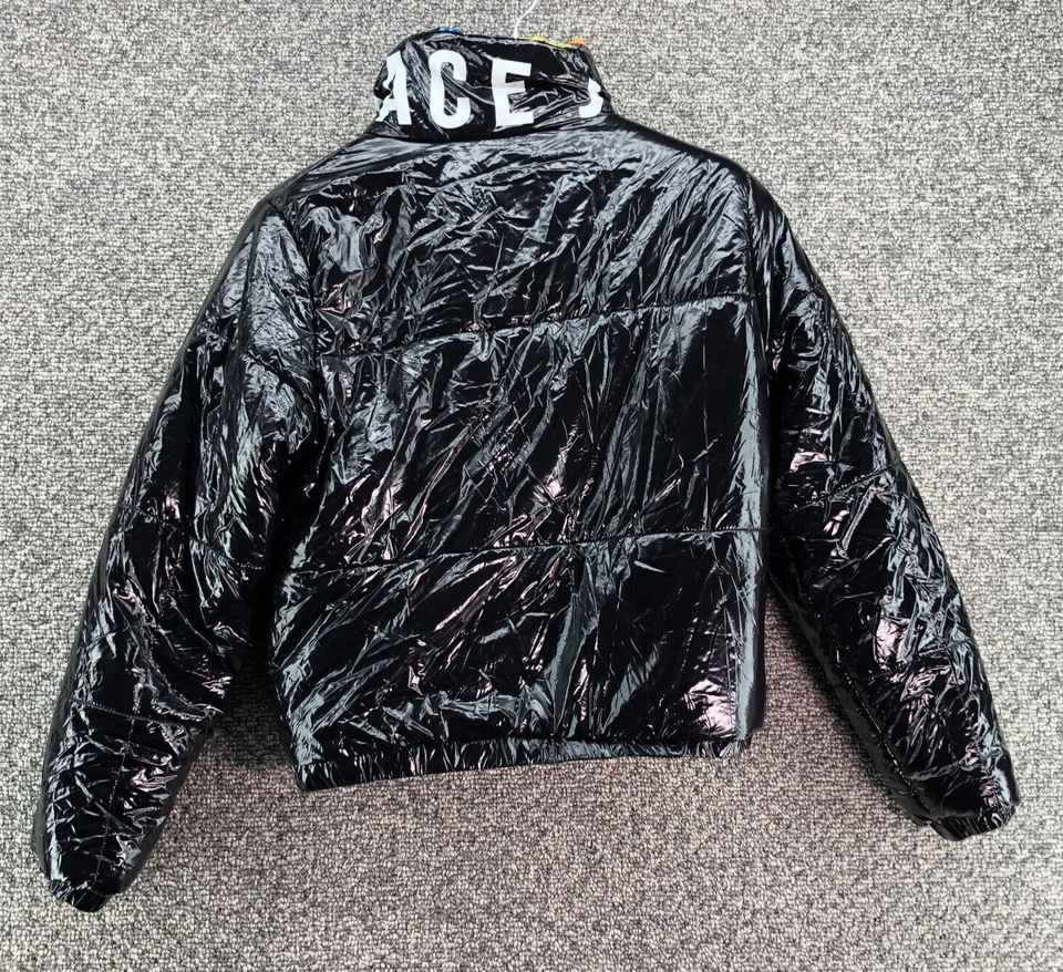 Space Jam Member's Only Jacket Patent Leather Black Womens Sz M Full Zip - Image 2 of 4