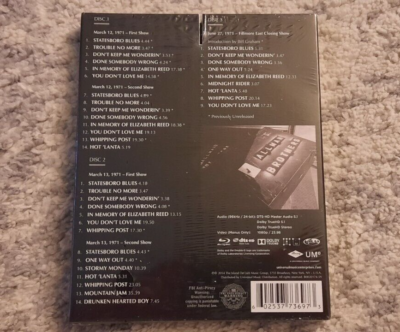 The 1971 Fillmore East Recordings [3 Blu-ray Audio] Allman