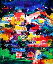 oeuvre tableau KSPERSEE peinture mixed abstrait toile chassis signe coté drouot