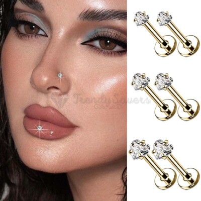 16G 10mm Nose Piercing Jewellery Gold Plated 316L surgical grade