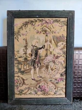 Vintage Rare Artist Fine British King Queen Full Cloth Kashida Work Painting Old