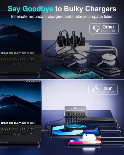 600W GaN Fast Charging Station β USB-C PD Desktop Charger for iPhone & Laptops - Picture 7 of 8