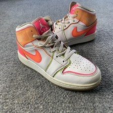 Nike Air Jordan 1 Mid GS Edge Glow White Pink CV4611-100 Size 6Y NO INSOLES