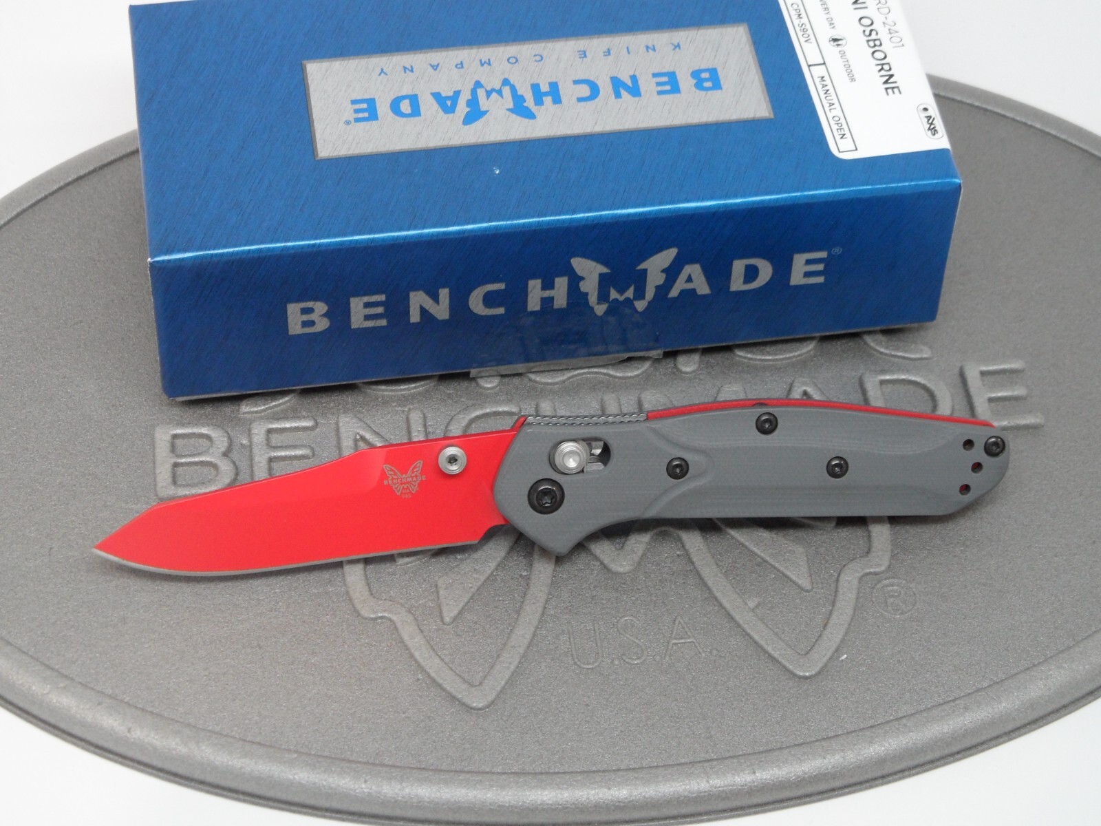 Benchmade 945RD-2401 Mini Osborne S90V Red/Gray G10 Axis Shot Show ...