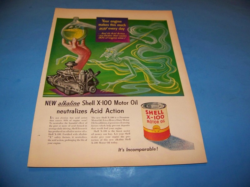 Shell Motor Oil X-100 Original Print Ad from Magazine Vintage 1951