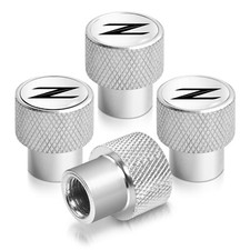 For Nissan 370z Z Logo In White On Shining Silver Aluminum Tire Valve Stem Caps