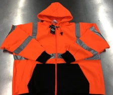 TINGLEY S78129 Job Sight Hi-Vis Orange Hooded Zip Sweatshirt Class 3 Size 4X