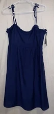NWT Women’s BCBG Paris Tie Shoulder Midi Dress Navy Blue Large (12-14)