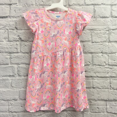 Lightning Bug Girls Dress Size 4 Cap Sleeve Pegasus Rainbow Glitter Pink NWT