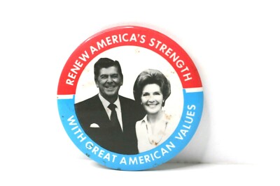 Ronald Reagan and Nancy Renew America's Strength Campaign Button Political  Pin | eBay