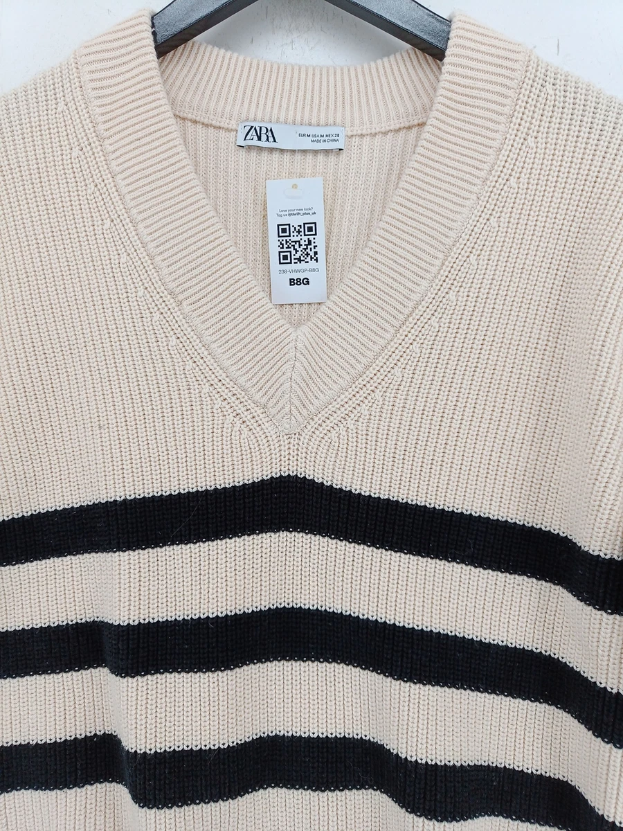 Zara cream v neck jumper Clearance
