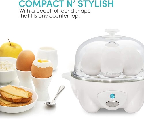 Egg Cooker Stainless Steel 7 Eggs Auto Shut-Off Poacher Omelet Maker White - Picture 11 of 11