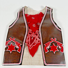 Vintage kids vinyl sheriff western vest with faux leather look and red bandana