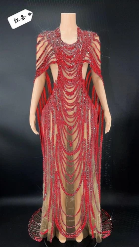 Womens Sexy See Through Silver Sequined Long Dress Evening Prom Gown Stage Wear - Picture 32 of 32