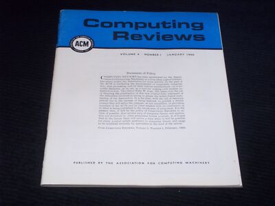 1968 JANUARY COMPUTING REVIEWS MAGAZINE - COMPUTING MACHINERY ASSOC. - H 8867