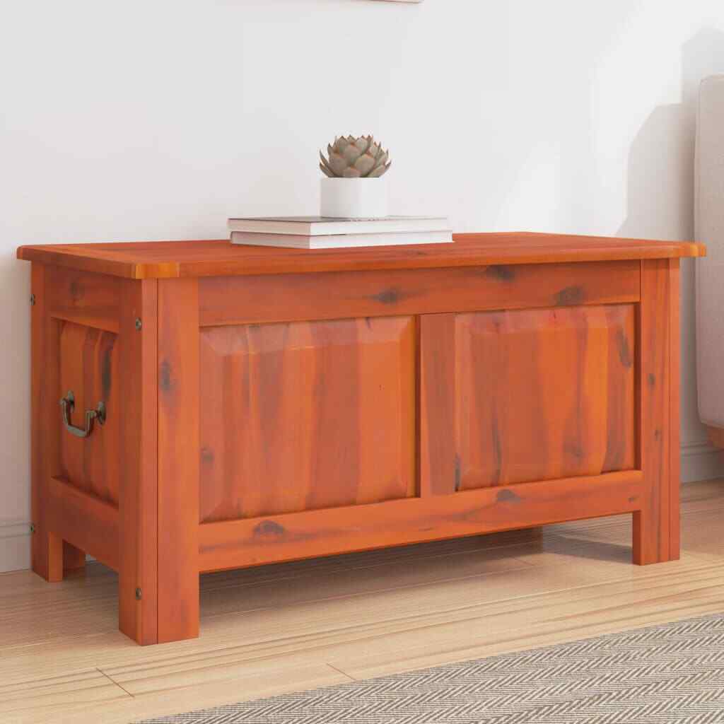 vidaXL Storage Chest with Lid Brown Solid Wood Acacia
