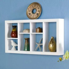 7-Compartment Floating Shelves Wall Mounted Display Storage Rack Bookshelf Unit