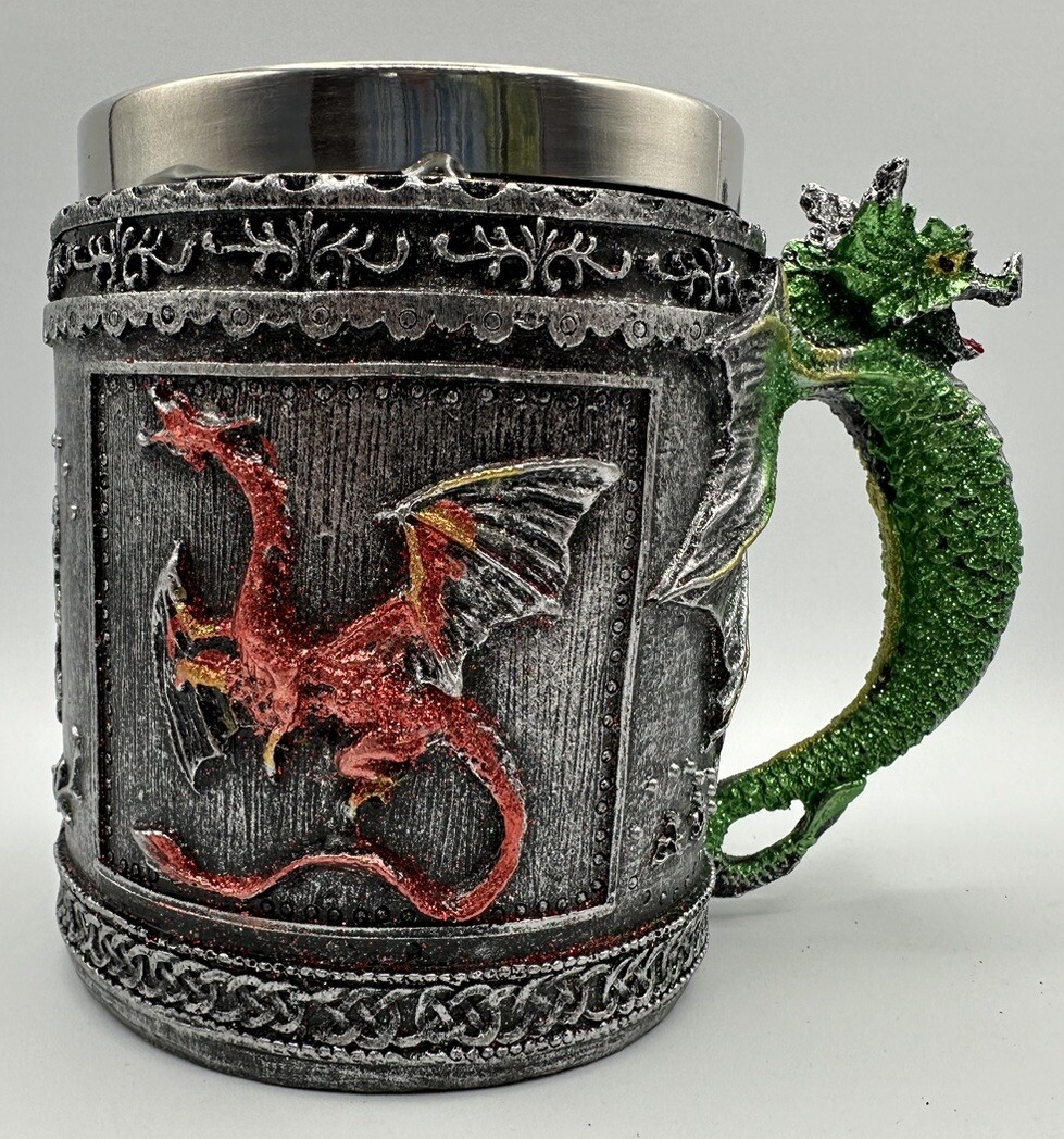 Medieval Green Dragon Mug with Serpent Handle Collectible Stein Excellent Condition  