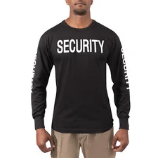 Men's Long Sleeve Two-Sided SECURITY T-Shirt in Black