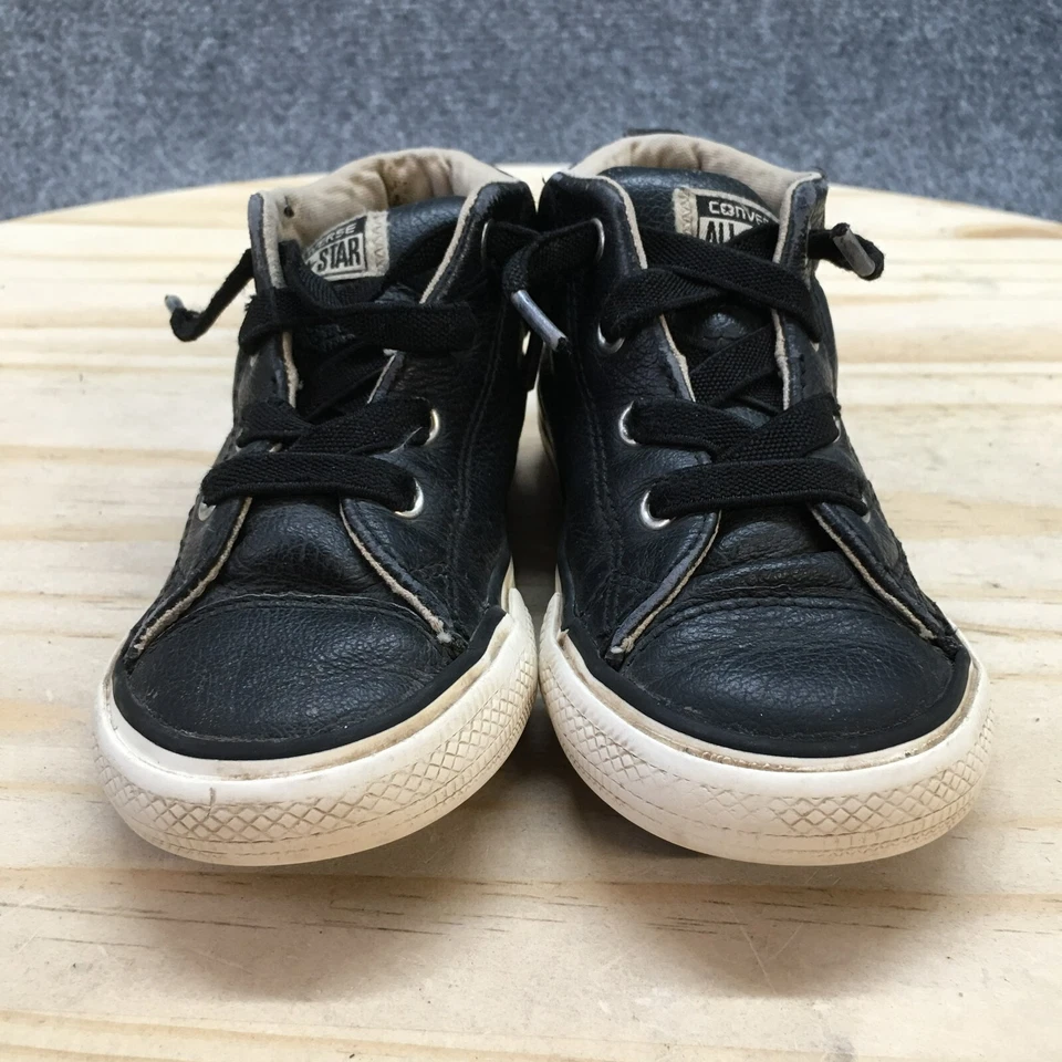 Zapatillas deportivas Converse para niños pequeños 8 Chuck Taylor All Star cuero negro mediados 732516C Foto 4 de 4