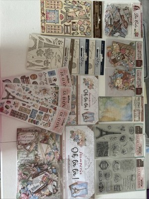 Stamperia Kit Lot OH LA LA 12x12 8x8 DS Paper Die Cuts Stamps Rub Ons & More